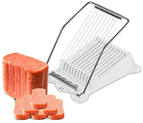 Luncheon Fleischschneider, Eierschneider aus Edelstahldraht, 10 Drähte für 11 Dünnere Scheiben, Schinken, Gekochtes Ei, Käse, Küche, Schneidwerkzeug, 8,66 X 4,92 X 1,97 Zoll, Weiß