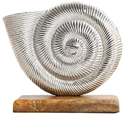 Logbuch-Verlag Muschel silberfarben Deko Figur maritim groß 23 cm Symbol Geschenk Hochzeit Geburtstag Reisen Urlaub
