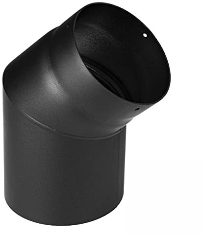 raik Rauchrohrbogen/Ofenrohrbogen 45° 2-teilig 130 mm Durchmesser Stahlblech 2 mm Schwarz SH027-130-sw-R