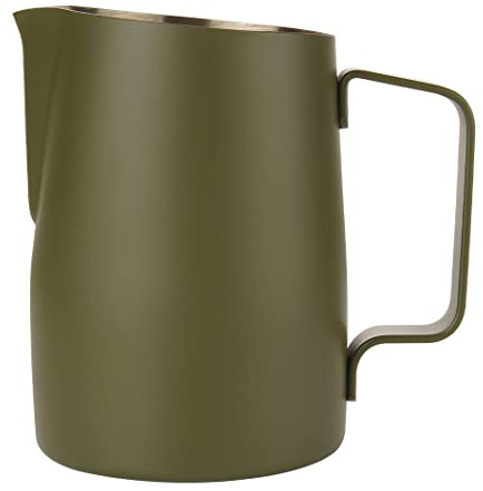 Dianoo Milchaufschäumkrug mit Griff, 600 ml Edelstahl-Dampfkrug, Espresso-Milchaufschäumer, Tasse für Kaffee, Cappuccino, Latte, Dunkelgrün