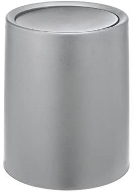 WENKO Schwingdeckeleimer Mod. Atri, 6 Liter Kosmetikeimer mit Deckel aus hochwertigem Kunststoff mit Inneneimer, Hülle zum Überstülpen macht Müllbeutel unsichtbar, (B/T x H): Ø 21 x 25,5 cm, Grau