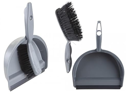 Portable Large Grey Colour Dustpan & Brush Unassembled Cleaning Brush and Dustpan for Indoor and Outdoor Use (Grey)
