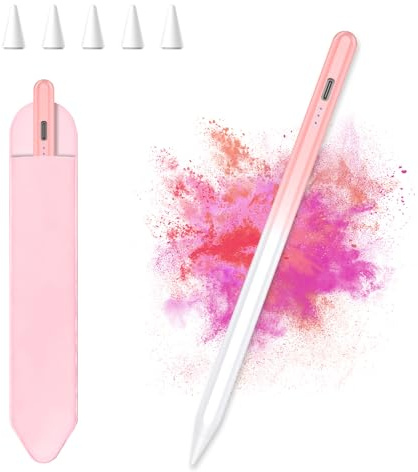 Penna per Apple iPad (2018-2025), Pencil per iPad con Ricarica Rapida & Sensibile all'inclinazione & Magnetica, Stylus Pen, Compatibile iPad 11/10/9/8/7/6,Air M3/M2/5/4/3,Mini 6/5,Pro M4 13/12,9/11