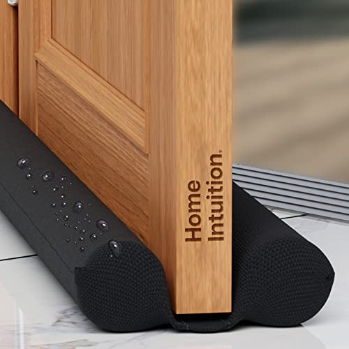 Under Door Draft Stopper for Bottom of Doors 24” - 36” Weather Stripping Gap Stoppers Door Draft Guard Seal Sweep Adjustable, Black