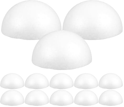 Beavorty 15 StüCk WeißE Steckschaum Halb Kugeln 3.54 Zoll Diy Bastelmaterial FüR Blumenarrangements Hochdichter Styropor Halbkugel FüR Hochzeit Dekoration Und Kinder Bastelspaß