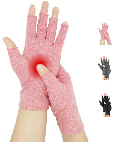 Novetec Gants Arthrite Sans Doigts Compression Femme Homme Soutien Mains pour Polyarthrite Rhumatoïde Arthrose Soulagement Maladie Raynaud Respirant Lavable Machine Taper Conduire Travail 1 paire
