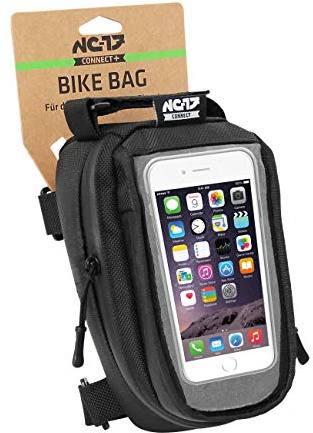 NC-17 Universal Fahrrad Ebike Oberrohr Handy Tasche Größe L│Lenkertasche│Rahmentasche│Staufach│Kabeldurchlass│Touchscreen│für Smartphones Aller gängigen Größen│MTB, Rennrad, E-Bikes, Trekking│GPS