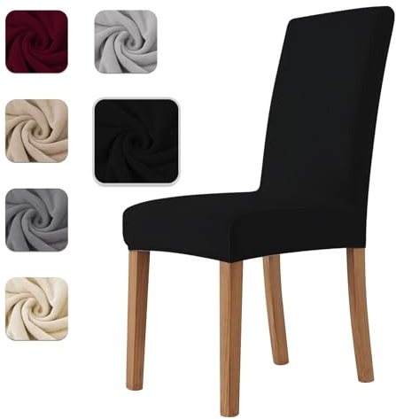 Homebliss Stuhlhussen 4er Set Stretch,Stuhlhussen Schwingstühle Elastisch für Esszimmer- und Küchenstühle, Stuhlbezug Sehr Weich Bequem Kratzfest Schwarz