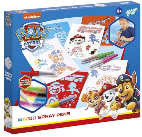 PAW PATROL - Feutres pulvérisateurs à changement de couleur pour enfants - Kit de peinture magique avec pochoirs - Dessin créatif et plaisir de coloriage à partir de 4 ans