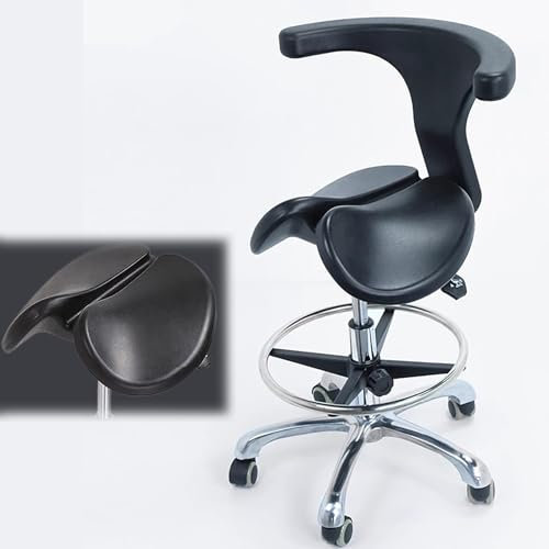 Sattelhocker Sattel Des Split -Sitzstil -Sattels Schwenkhocker PU Leder, Hochleistungsrollender Ergonomischer Stuhl mit Rückenunterstützung, Massage/ Spa -Salon Mobile Haltungssitz ( Size : 50 - 64cm