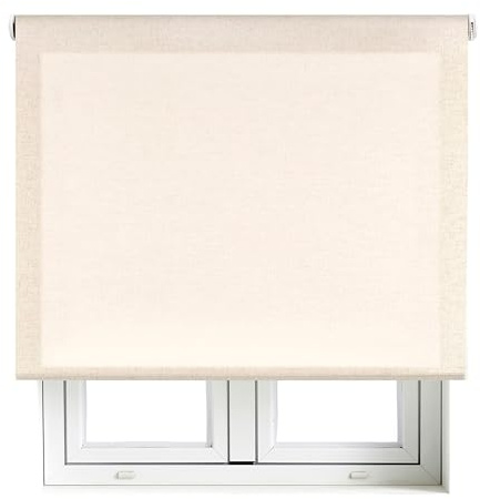 Blindecor Tenda traslucida premium su misura, colore lino, 65 x 190 cm (larghezza per altezza), dimensioni tessuto, 62 x 185 cm, tenda avvolgibile traslucida tubo da 38 mm, più resistente ed elegante
