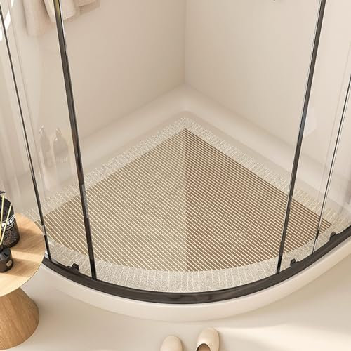 Vnook Dreieckige Duschmatte for Eckdusche, rutschfeste halbrunde Duschmatte aus PVC, fächerförmige Badezimmer-Antirutschmatte for Badewannen und Duschen (Size : 65x65cm)