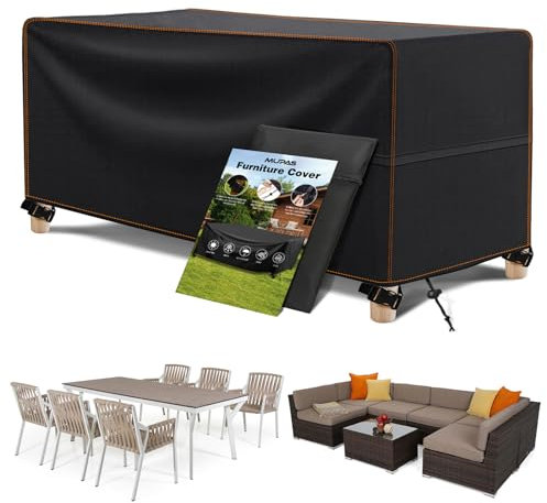 MUPAS Abdeckung Gartenmöbel Wasserdicht Winddicht Schwerlast 420D Oxford Gewebe Verbessertes Abdeckplane Gartenmöbel für Outdoor-Sofa Gartentische, Stühle und Möbelsets 245x145 x71cm