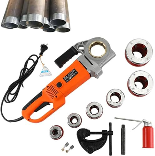 DDZJTPP Filettatrice per Tubi Elettrica Portatile 4/6 Matrici, Filiera Elettrica 2300W, Filettatrice Elettrica Portatile, Infila Tubi Elettrici Portatile Adatto per Settori di Industrie,4head