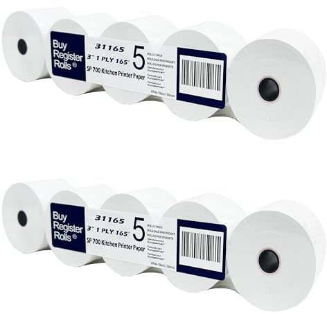 Star SP700 Kitchen Printer Paper (2 Packs of 5 Rolls each) 3 x 165' 1-Ply Bond Receipt 10 Rolls for POS Cash Register Point of Service Printer Paper Also works for M188B, TMU220