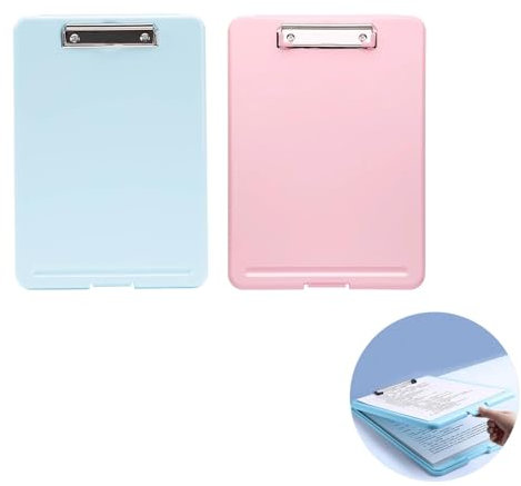 2 Stück Klemmbrett a4, Clipboard, Schreibbrett, Klemmmappe, Schreibmappe, PVC Kunststoff Klemmbrettmappe A4 Mit Deckel
