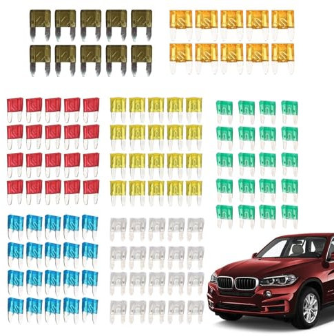 ulapithi 60/120 Stück Kfz-Sicherungen Set, Kfz-Ersatzsicherungssatz, Kfz-Sicherung Mit Farbcodierten Markierungen, Flache Mini-Sicherung (5 A/7,5 A/10 A/15 A/20 A) Für Wohnmobil, Auto, Boot, LKW