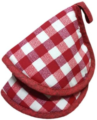 Ricami Fiorentini Baldi Set 2 presine cappuccio da cucina in cotone 100%, divertenti, campanella, colorate. Prodotto Artigianale Toscano (Maiorca rosso, 2 pezzi)