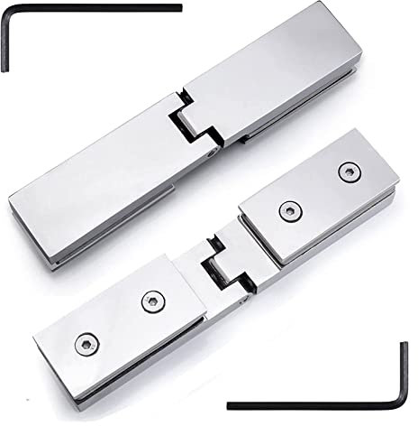 Scharniere für Glastüren im Badezimmer Glastürscharnierklemme, 2er-Pack Glastürscharniere aus Edelstahl 304, helle silberne lange Stange, 180° Einweg-Glasklammer for Badezimmer, 8–12 mm Schwingtür-Dus