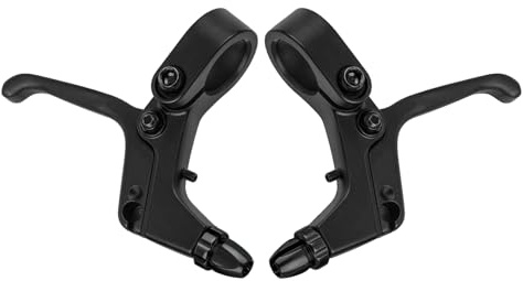 Drhomeam 2Pcs 2 Fingers Bicycle Brake Levers for Mechanical and Linear-Pull Brakes, Aluminum Alloy Adjustable Small Hand V Brake Levers, Colored Children Bicycle Accessories (Black)