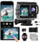 Dual Screen Action Cam 4K Mit 64GB Karte, 48MP WiFi ActionKameras, 40M Unterwasserkamera Mit EIS,170° wasserdichte Helmkamera mit Fernbedienung, Mikrofon, 2 Batterien,Sportkamera Helmhalterung Zubeh