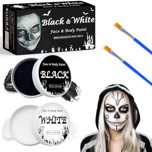 DADAPANGHU 140g Halloween Schminke Schwarz Weiß, Halloween Make Up Set für Erwachsene Kinder, Theaterschminke Set, Schminke Karneval, Faschingsschminke, Kinderschminke Fasching, Face Paint