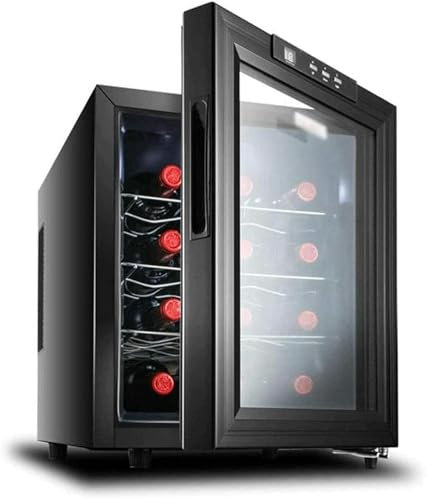 QPZMALSKY Enfriador de Vino Tinto y Blanco termoeléctrico de 12 Botellas, Mini refrigerador de Vino termoeléctrico, 10-18 ° C/Puerta de Vidrio Doble/Temperatura Constante/Humedad Constante
