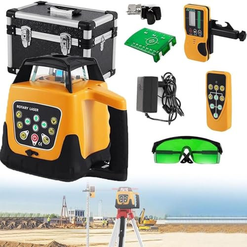DPQYJPP Niveau Laser Rotatif Kit de nivellement Laser Vert, 500 m, nivellement Laser Rotatif Automatique à 360° pour la Construction, avec télécommande et Mallette en Aluminium,GreenBeam