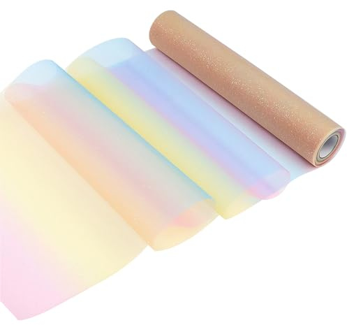DARENYI Tischläufer Regenbogen Glitzer, 30cm x 9m Farbverlauf Tüllband, Regenbogen Glitter Dekostoff Tischband Tüllnetz für DIY handgemachte Ballettröckchen Geburtstagsfeier Hochzeit Dekoratione