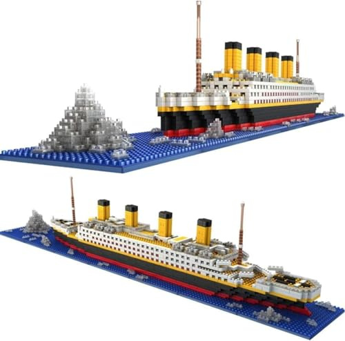 JUCYJULY Technik Titanic Schiff Bausteine, 1860 Klemmbausteine Kreuzfahrtschiff Modell Bausatz, MOC Micro Mini Bricks Cruise Liner Modellbausatz, Spielzeug Geschenk für Kinder Erwachsene