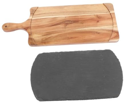 Ciieeo 1 Pc Plato De Roca Bandeja De Servicio De Pizarra Plato De Verduras Tabla De Quesos De Pizarra Tablero De Pizarra Bandeja Fuente De Pizarra Tablas De Embutidos Black Madera
