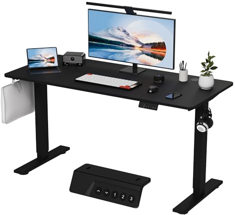 HOMAVO Höhenverstellbarer Schreibtisch 80x160cm,Elektrischer Schreibtisch mit Memory- und Anti-Kollisionsfunktion,Höhenverstellbar 70–117 cm, Ideal für Büro, Homeoffice und Gaming(Schwarz)