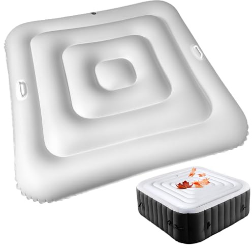 Aufblasbare Whirlpool -Abdeckung 55 -Zoll -PVC -Quadratwolk -Whirlpool -Abdeckung mit Griff und schneller und einfacher Ventilblatt, regenfeste isolierte Spa -Abdeckungen zum Schutz