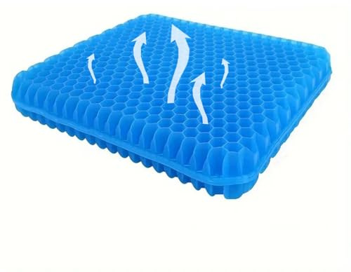 Braozaiw Morbido cuscino per seduta, a nido d'ape, doppio spessore, in gel, con fodera antiscivolo, cuscino rinfrescante per sedia a uovo, per casa, ufficio, auto, sedia a rotelle (42 x 36 x 4,5 cm)