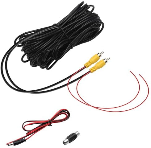 APOMOONS 10M Rückfahrkamera Verlängerungskabel, Kabelverlängerung RCA-Videokabel Cinch-Videokabel für Monitor und Rückfahrkamera mit Schwarz RCA-Videobuchse und 1M DC Stromkabel