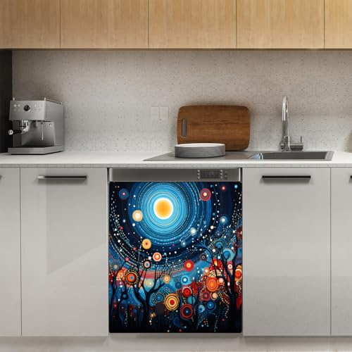 Mexpekil Art Flowers Color Couvercle magnétique pour lave-vaisselle 53,3 x 66 cm Autocollant décoratif pour porte d'entrée étanche Panneau magnétique