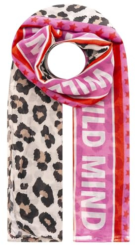 Zwillingsherz Schal, Leopardenmuster mit Pink, Viskose, Sterne Design Damen