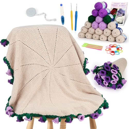 Aeelike Kit Crochet Débutant Complet de Couverture Bouquet de Fleurs, Bouquet au Crochet Pliable et Doux Fait Main pour Bébé, Convient pour les Anniversaires, la Décoration Intérieure, Muguet
