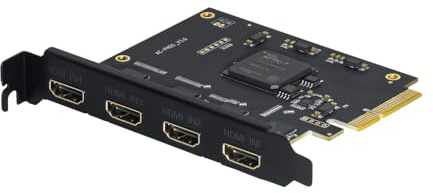 UNISHEEN Quad HDMI PCIe Video Capture Card - Funktioniert in 4 Kanälen gleichzeitig, unterstützt Linux/Win11, integrierte Capture Card