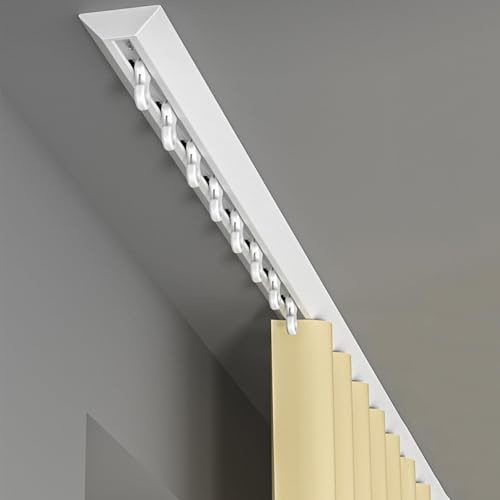 Barra de Techo de Aluminio para Cortinas, Barra de Cortina Resistente, Tringle de Cortina Silenciosa Montada en el Techo, Conjunto de Barras para Oficina, Salón, Dormitorio (Blanco, 220 cm)