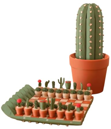 32Pcs Roll-Up Cactus Travel Chess Board Set, 3D Printed Plant Chessboard Table Ornaments for Plant Lovers