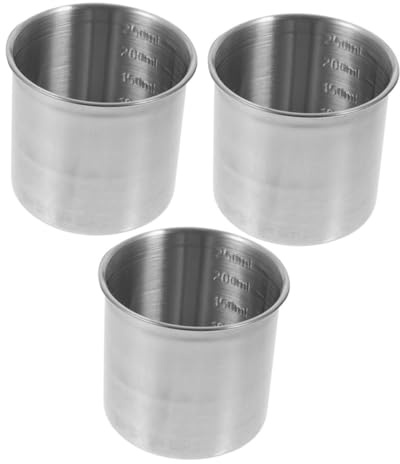 BRIGHTFUFU Misurino in Acciaio 250ml Contenitore Graduato Multifunzione, Misurino Robusto Per Cottura Al Forno e Uso Domestico, Set Da 3 Pezzi Senza Manico