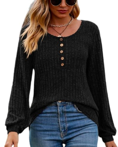 XIVISTO Haut pour Femme Élégant Sweat-Shirts à Manches Longues Casual Léger Pull Col Rond Blouse Tee Shirt Hiver Automne