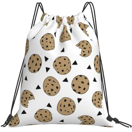 YFSGDLBN Cookies Food Chip Biscuits printed Drawstring Backpack Sports Gym Bag Portable Travel Bag