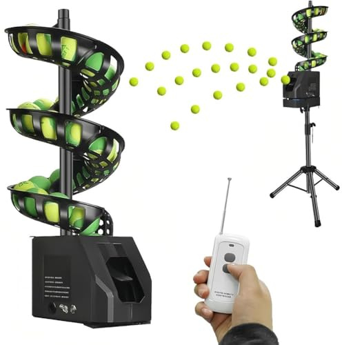 TUPOSTAR Tragbarer Tennisballwerfer, Tennis Aufschlagmaschine, KapazitäT: 33 BäLle, Mit Fernbedienung FüR Professionelles Training Und Trainer,with Stand
