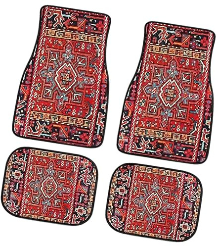 Boho Fußmatte Auto - Autoteppich Retro, Böhmische Automatten Boho Auto Zubehör, rutschfeste Automatten Strapazierfähige Teppiche Dekorative AutoFußmatten Auto-Innenzubehör Vorn Hinten Car