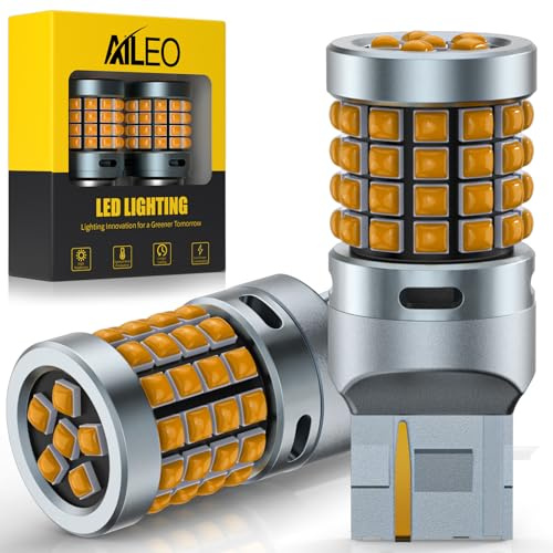 AILEO 7440 LED Jaune Ambrée, Ultra Lumineuse 500% 54-SMD 3030, Remplacement T20 7440 7441 W21W WY21W Canbus pour Ampoule Clignotant Orange Avant/Arrière, Blinker, Side Marker, Parking Light, Lot de 2