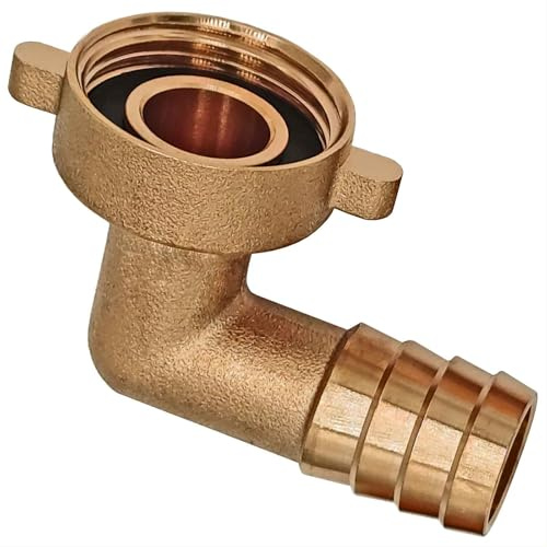 MegaHaustechnik Winkel-Schlauchtülle Außendurchmesser 10mm drehbar mit Überwurf-Mutter Verschraubung mit Dichtung 1/2 Zoll Innengewinde IG, aus Messing, Trinkwasser geeignet, Anschlußstück