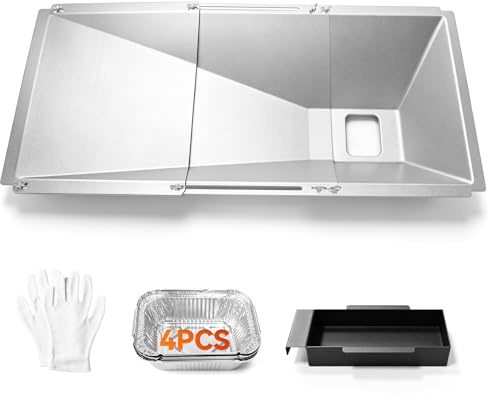 Universal Fettwanne mit Auffangwanne Länge Verstellbar 60–80 CM Schwerlast | Tropfpfanne für 3/4/5-Brenner Gasgrill von Enders Monroe, Burnhard Big Fred, Landmann Triton, Charbroil, Fettauffangschale