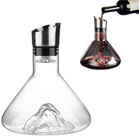 Enovio Decanter Oxyra，Decanter in Cristallo da 1,5L con Effetto Cascata e Filtro Antigoccia，Vetro soffiato a mano al 100% senza piombo，Elegante Scelta per Ristoranti, Enoteche e Regali